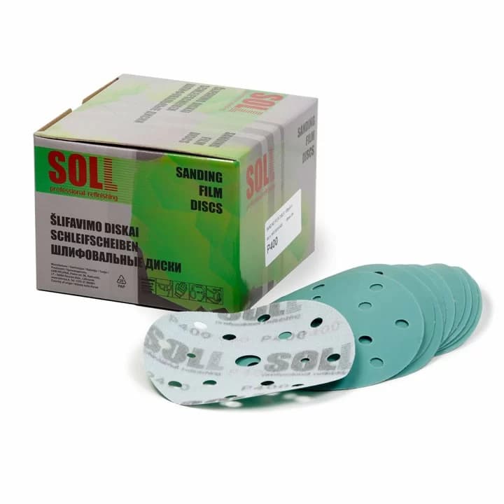 SOLL slípidiskur á filmu Ø150 mm, 15 göt