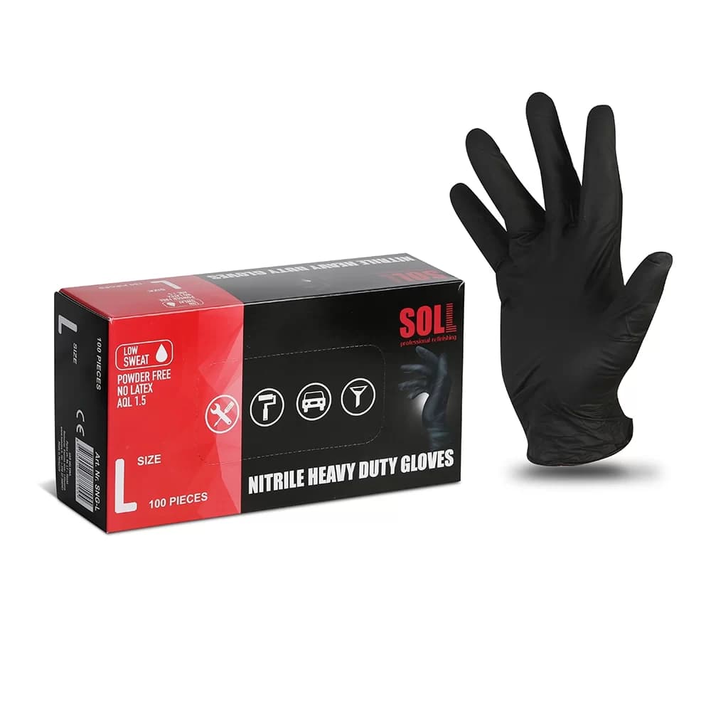 SOLL nítrílhanskar Heavy Duty, svartir (100 stk)